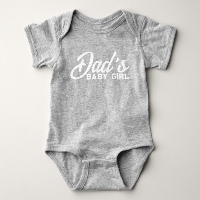 Dad's Baby Girl Cute Grey Baby Bodysuit (Front)