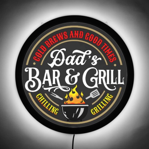 Dads Bar and Grill Colorful Retro Style LED Sign