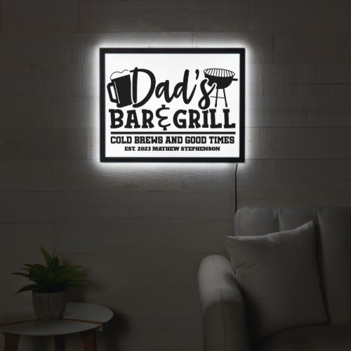 Dads Bar and Grill Personalized LED Sign