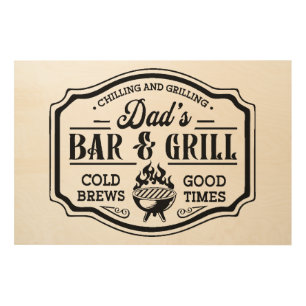 Dad's Bar and Grill Wood Wall Art