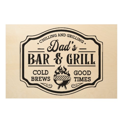 Dads Bar and Grill Wood Wall Art