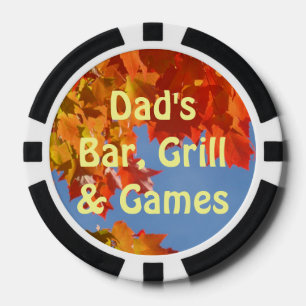 Dad's Bar Grill & Games POKER CHIPS Leaves custom
