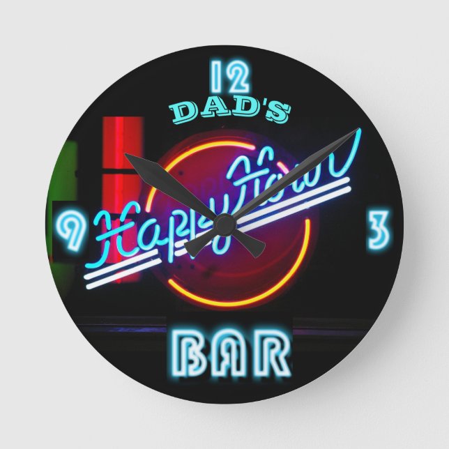 DAD'S BAR, MANCAVE, DEN - Neon Clock Customizable (Front)