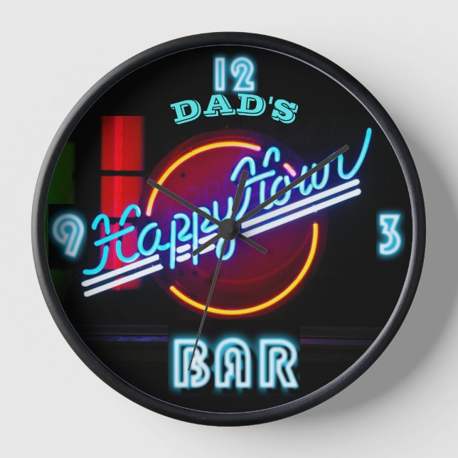 DAD'S BAR, MANCAVE, DEN - Neon Clock Customizable (Front)