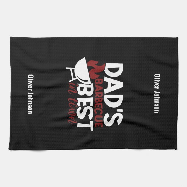 Dad's Barbecue The Best In Town Father's Day Kitchen Towel (Horizontal)