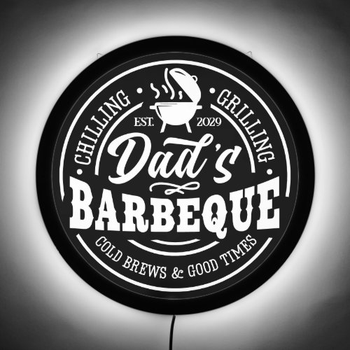 Dads Barbeque Black and White Pub Sign