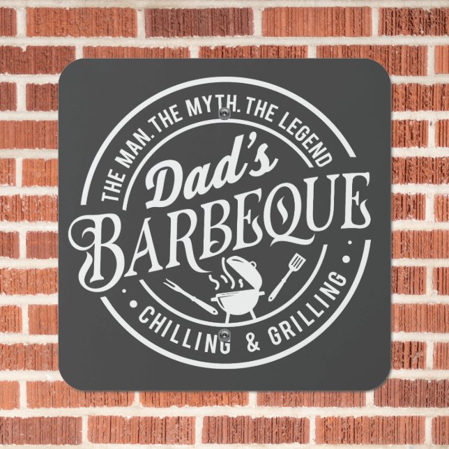 Dad's Barbeque | Man, Myth, Legend Metal Sign (In Situ(Brick))