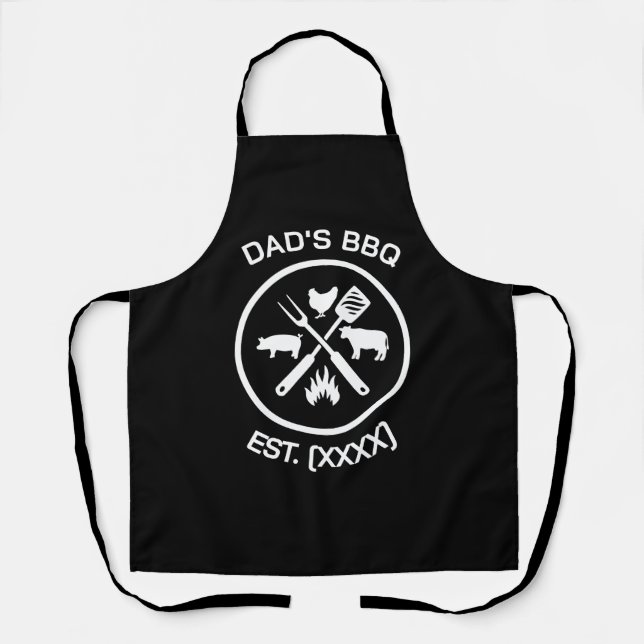 Dad's BBQ Emblem with Established Year Apron (Front)