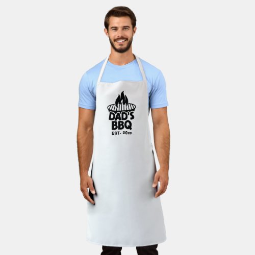 Dads BBQ Grill Logo White Apron