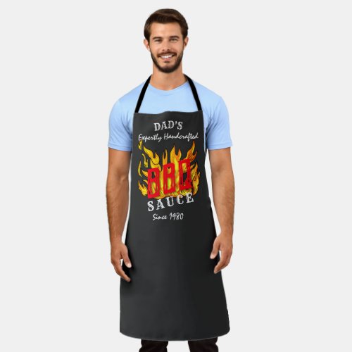 Dads BBQ Hot Sauce Expertly Handcrafted Funny  Apron