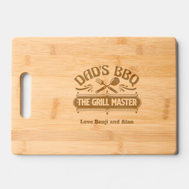 Dad's BBQ Master Grill  Engraved Cutting Board (Front)
