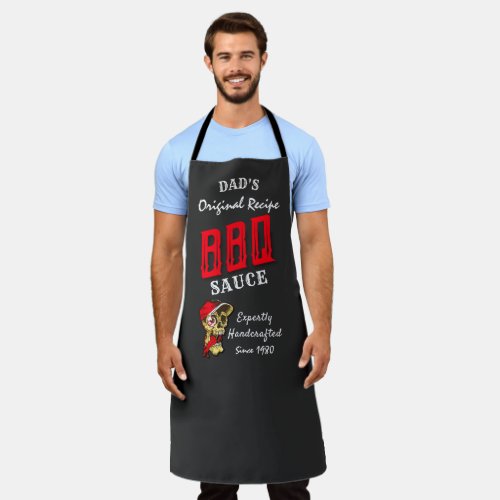 Dads BBQ Original Recipe Hot Sauce Funny Face  Apron