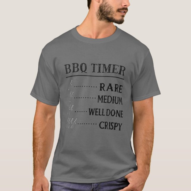 Dads BBQ Timer, Funny Beer Drinking Smoke Meat BBQ T-Shirt (Front)