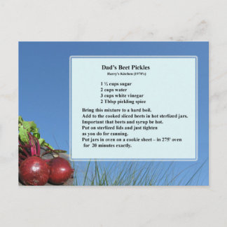 Dad's Beet Pickles Recipe Postcard