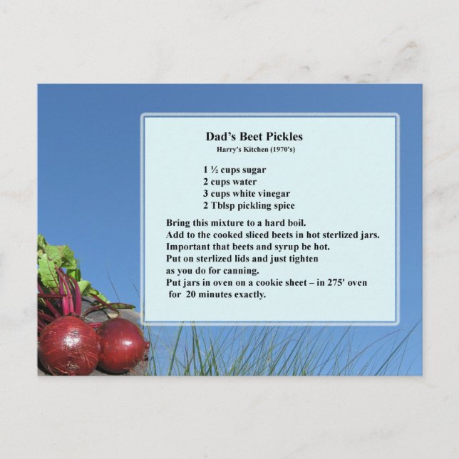 Dad's Beet Pickles Recipe Postcard (Front)