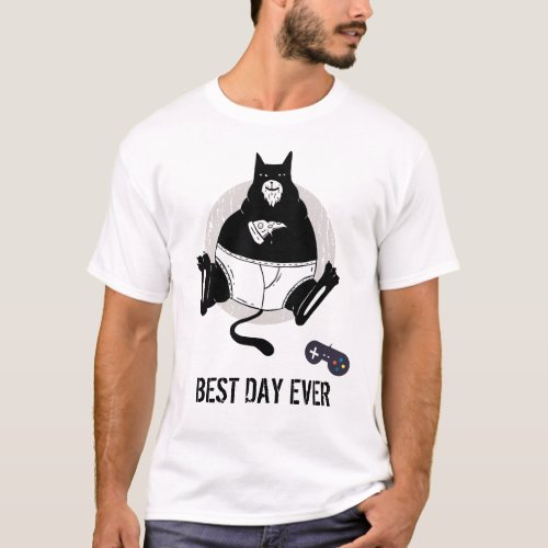 DADS Best Day EVER PIZZA and Gaming in Dad Pants T_Shirt