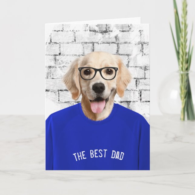 Dad's Birthday Golden Retriever in T-shirt card (Front)