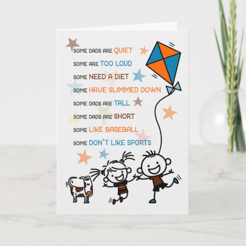 Dads Birthday Kids in Doodle Style with Humor Card