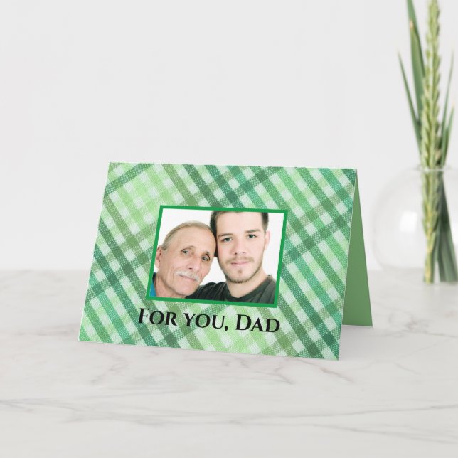 Dad's Birthday, Masculine Plaid, Photo Card (Front)