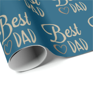 Dad's Birthday on Blue Wrapping Paper