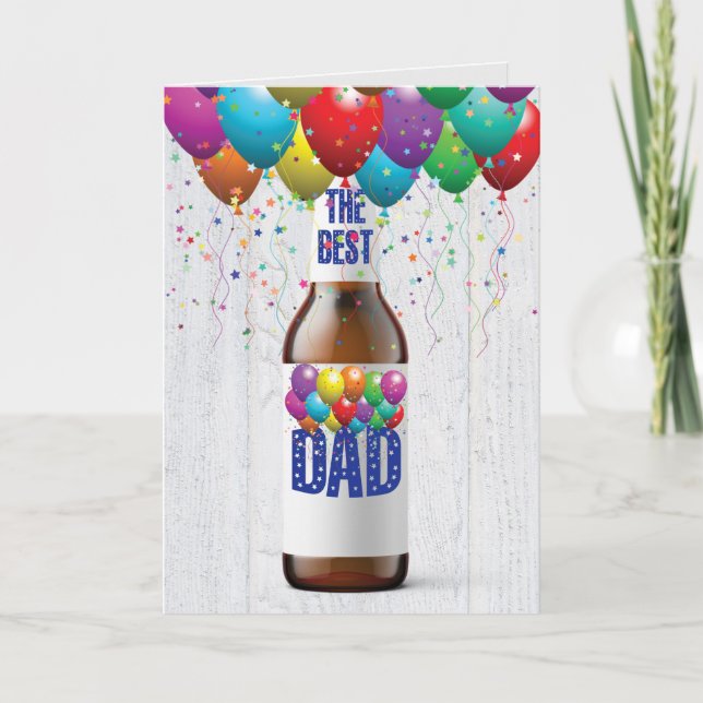 Dad's birthday party beer bottle card (Front)