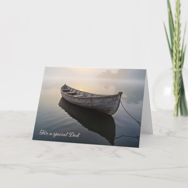 Dad's Birthday Rustic Old Rowboat  Card (Front)