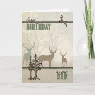 Dad's Birthday Woodland Forest Deer Card