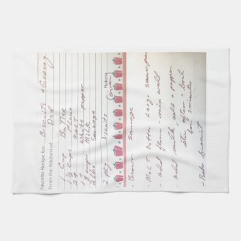 Dad's Biscuit And Gravy Recipe In His Own Handwrit Kitchen Towel by EssentialCommunity at Zazzle