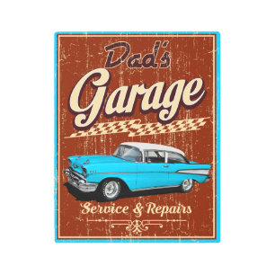 Dad's Blue 57 Chevy Garage Metal Print