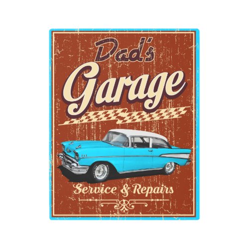 Dads Blue 57 Chevy Garage Metal Print