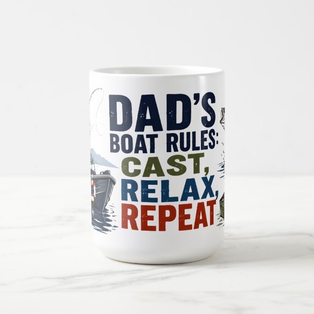 Dad's Boat Rules Cast Relax Repeat Mug (Center)