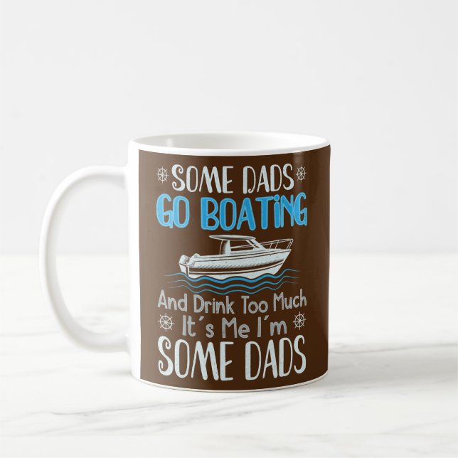 Dads Boating Dad Boat Captain Pontoon Cruising  Coffee Mug (Left)