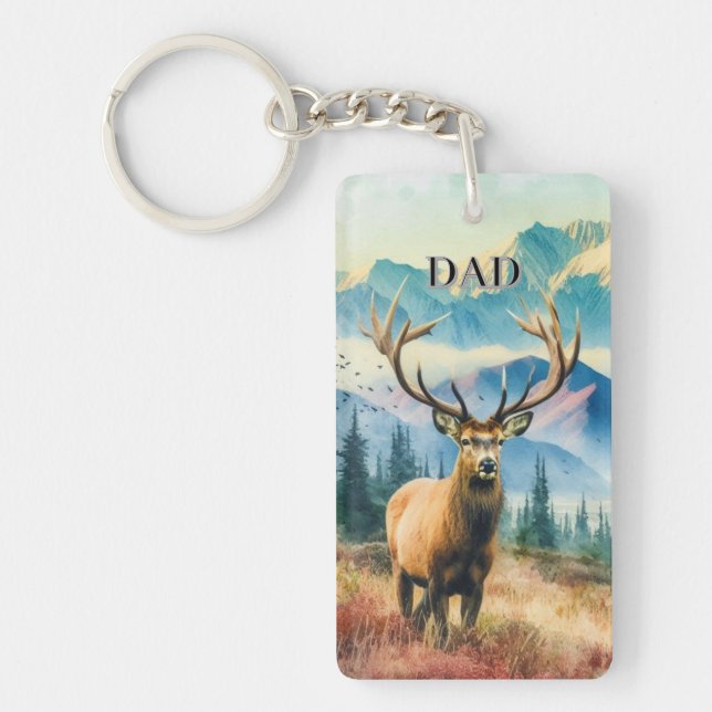 Dad's Buck Deer with Antlers  Keychain (Front)