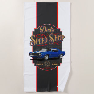 Dad's Camaro Speed Shop Beach Towel