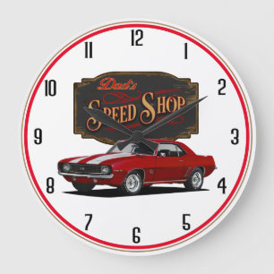 Dad's Camaro Speed Shop Large Clock