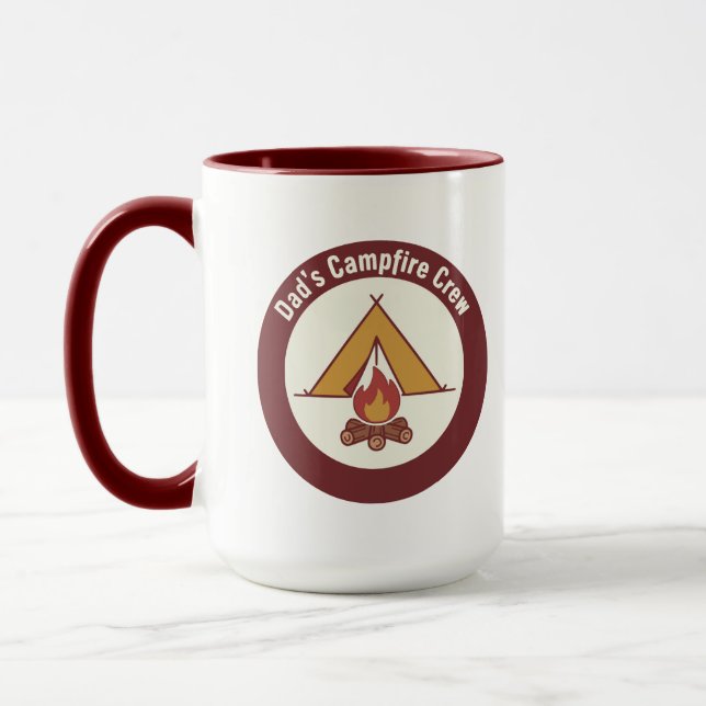 Dad's Campfire Crew Tent Badge Father's Day Mug (Left)