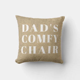 Dad's Chair Beige Linen Father's Day Throw Pillow