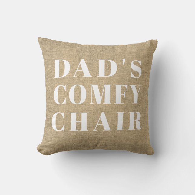 Dad's Chair Beige Linen Father's Day Throw Pillow (Front)