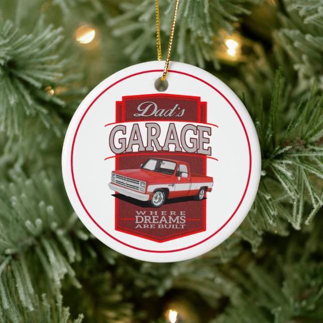 Dad's Classic Garage Truck Ceramic Ornament (Tree)