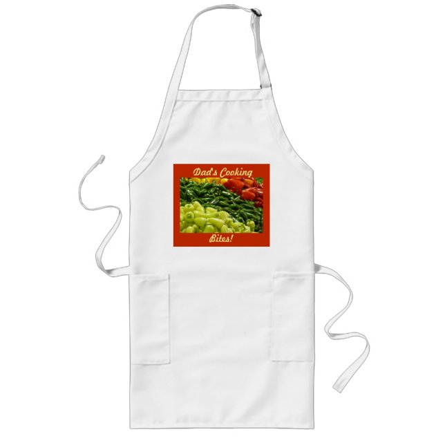 Dad's Cooking Bites, Personalized Long Apron (Front)