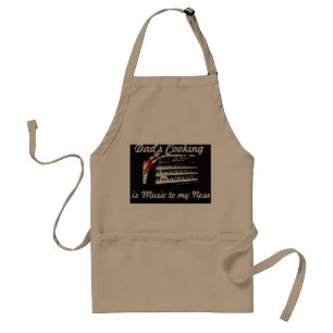 Dad's Cooking is Music, Tan, Antique Organ Adult Apron