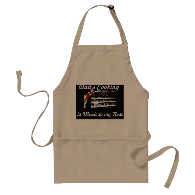 Dad's Cooking is Music, Tan, Antique Organ Adult Apron (Front)