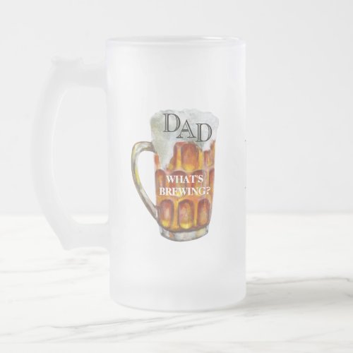 Dads Custom Monogram Name on Back Frosted  Frosted Glass Beer Mug