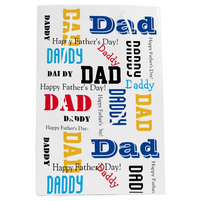 Dad's Dad Father's Day Gift Bag Colorful Text (Front)