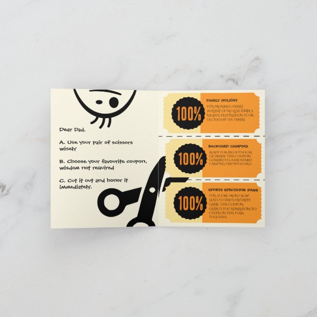 Dad's Day Out: Father's Day Greetings with Coupons Holiday Card (Inside)