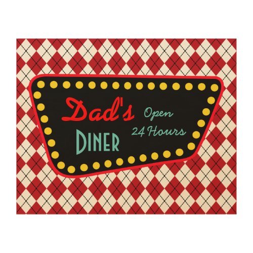 Dads Diner Fathers Day Wood Canvas Gift