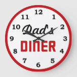Dad&#39;s Diner Large Clock at Zazzle