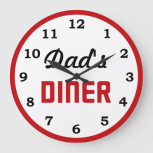Dad's Diner Large Clock