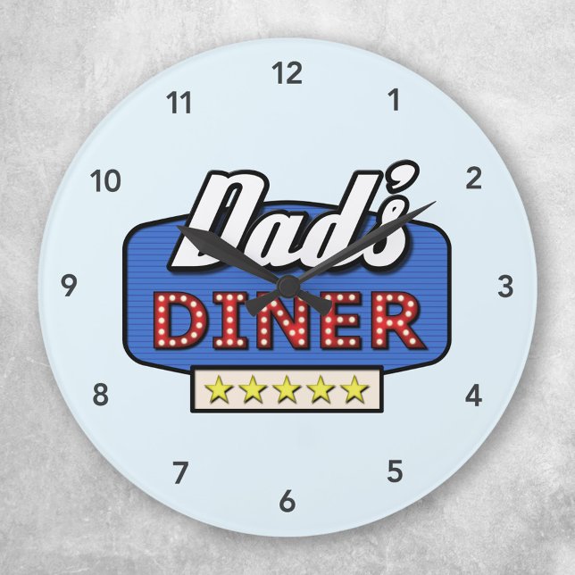 Dad's Diner Logo - A Gift for Dad Round Clock (Creator Uploaded)