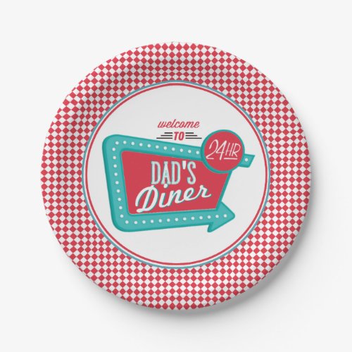 Dads Diner Paper Plates _ Retro Fathers Day